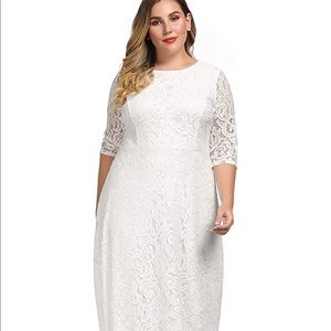 Beautiful Plus Size White Lace Dress 👗💃👠